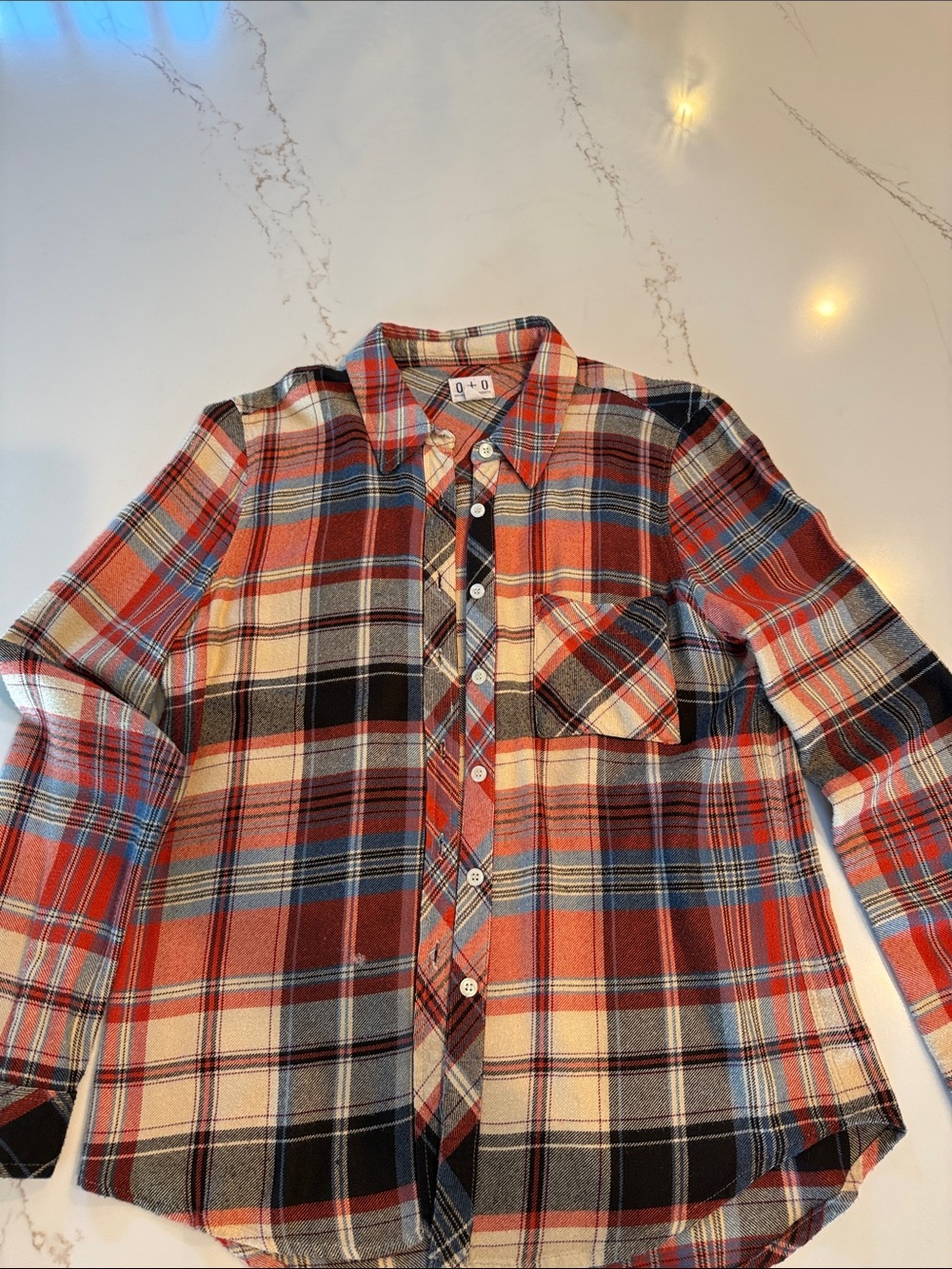 Casual Plaid Button-Down Shirt - Red/Blue/Black
